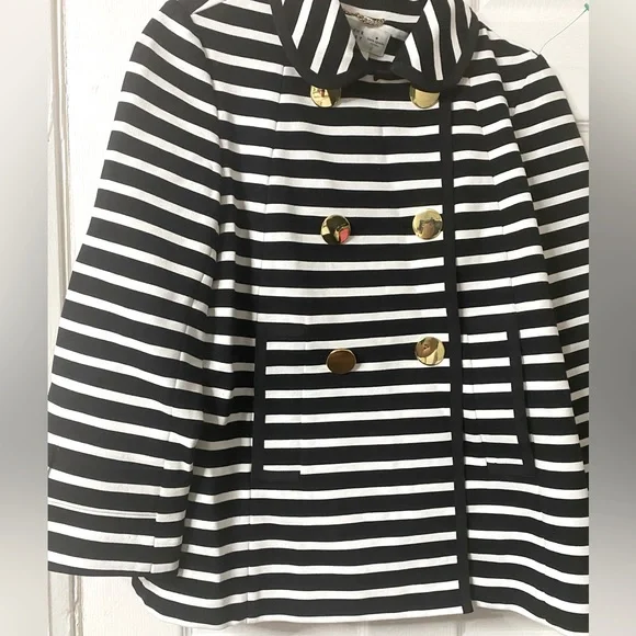 Kate Spade Broome Street Striped Size 2 Gold Button Blazer/Jacket Front Pockets - Picture 11 of 13